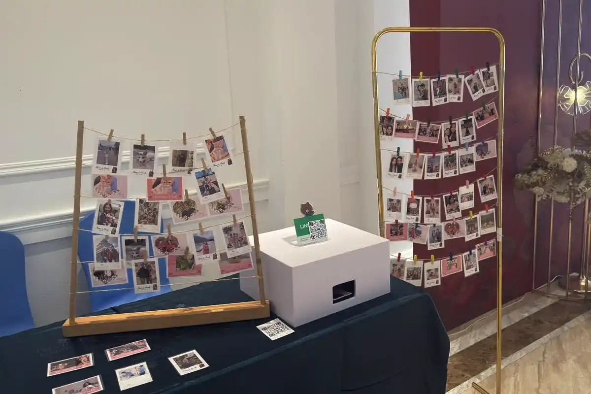 活動現場照片列印區示意圖，賓客現場拍照即印